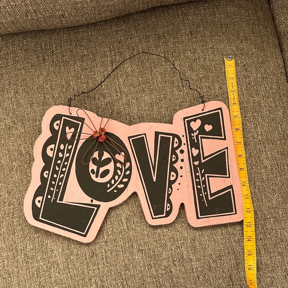 Charming Pink and Black 'Love' Wall Art